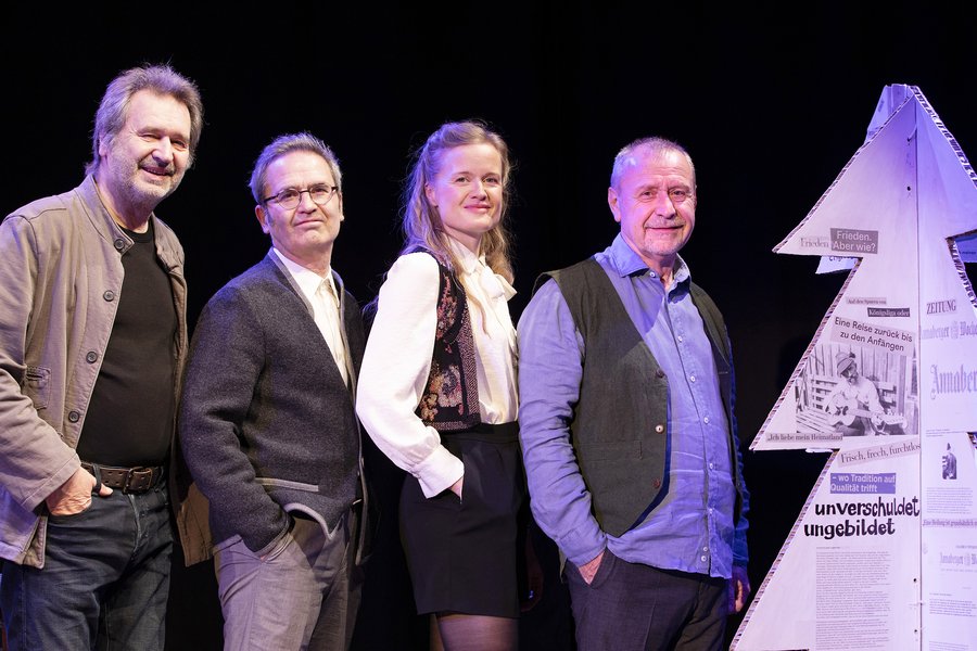 Wolfgang Schmiedt, Henning Schmiedt, Claudia Graue und Udo Franke bei den Proben